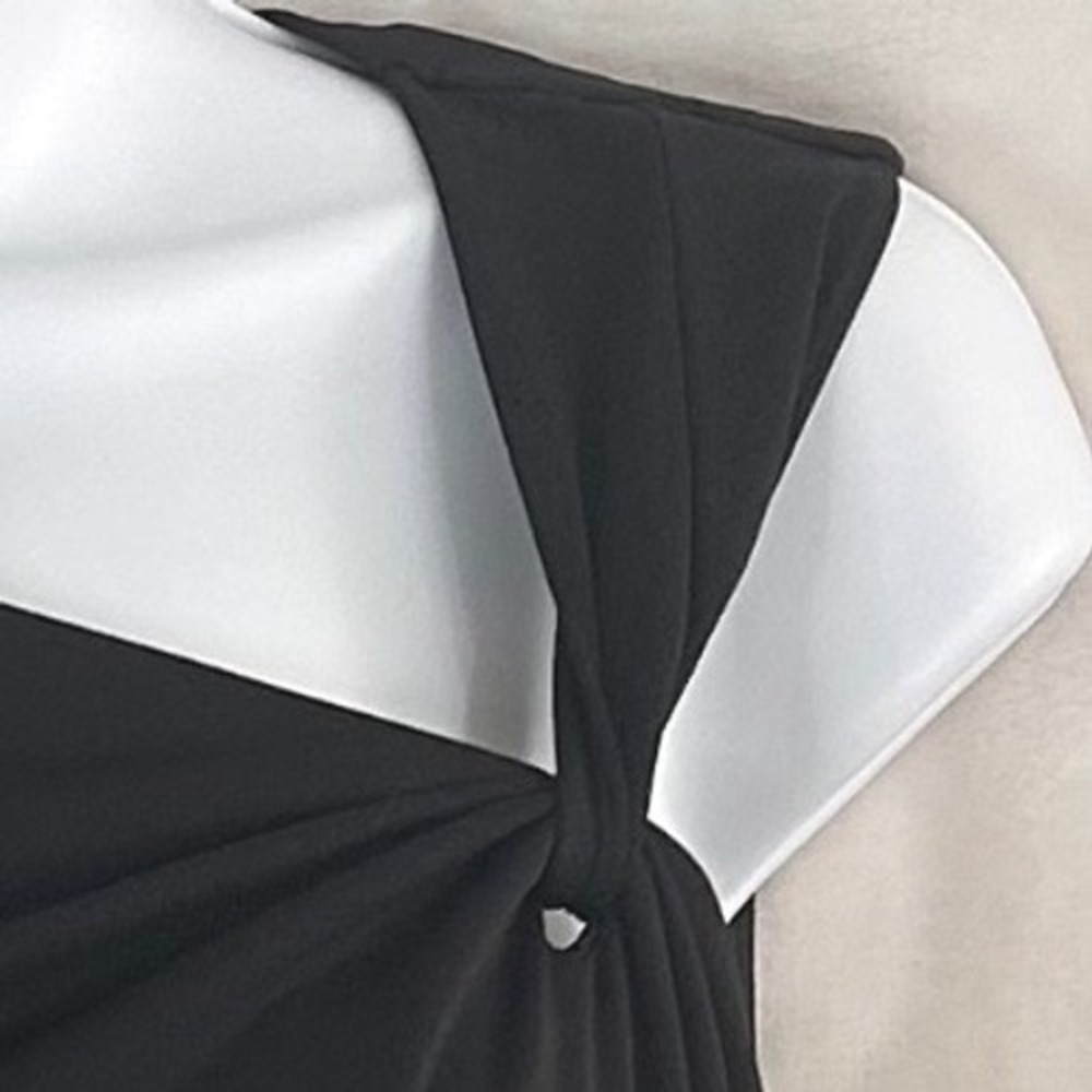 NWOT David Meister Black Asymmetrical Twist Neck Sleeveless Sheath Dress Size 2 - Picture 3 of 10